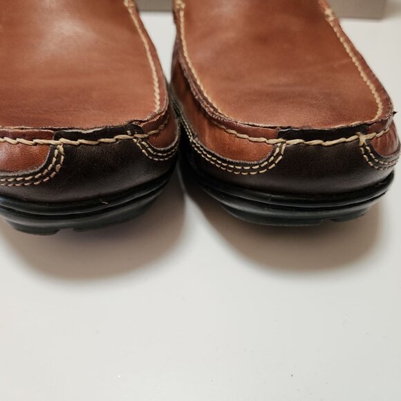 Joseph Abboud Royce Tan/Dark Brown Driving Mocs Loafers Men's 9 Leather Upper - Picture 15 of 16